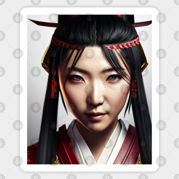 Female Samurai - Realistic Portrait Magnet by MtWoodson